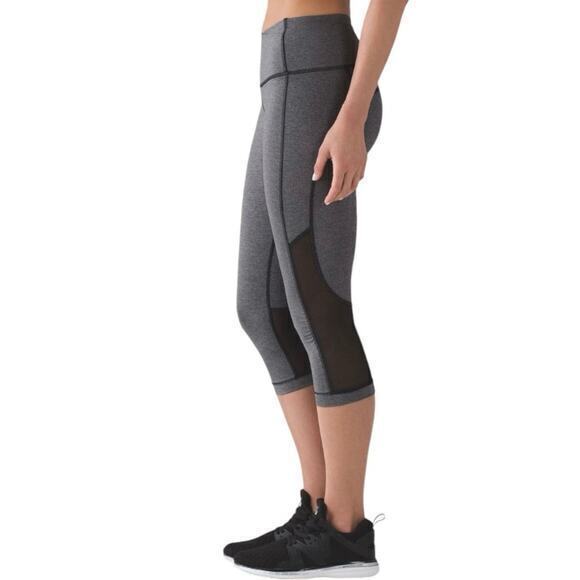 Lululemon Gear Up Crop (17") Heathered Black + Solid Black Leggings - Picture 11 of 13